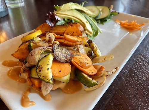 Roasted vegetables and biscuits  at Graze in Nashville