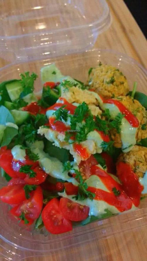 Hella Good Deconstructed Falafel (vegan) at Spokes Bike Cafe in Squamish