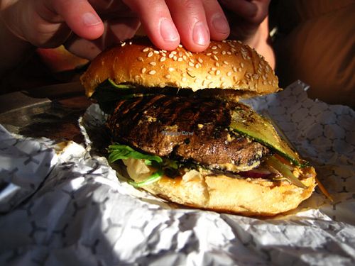 The Sensational Portobello Burger

I am a big fan of portobello burgers, and this one did not disappoint. It was full of flavor and juicy. at Burger Vegan in Montreal