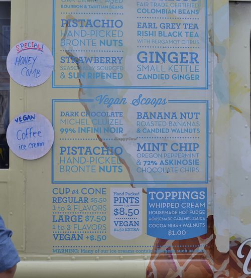 Truck ice cream menu at Van Leeuwen Ice Cream - Arts District in Los Angeles