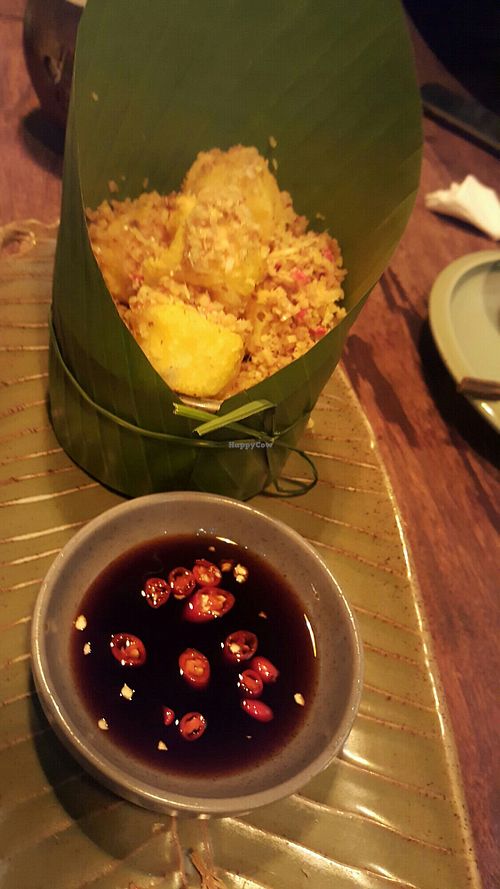 Fried tofu with lemongrass at Uu Dam Chay in Hanoi