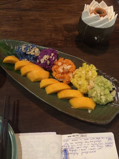 5 colors rice and mango at Uu Dam Chay in Hanoi