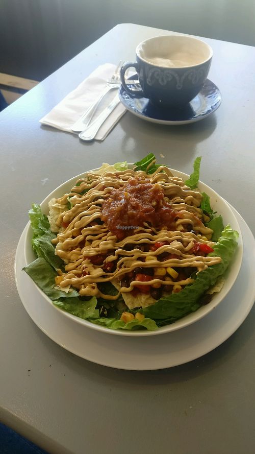 Taco Salad with Cashew Cheese at Cafe La Vie in Duncan