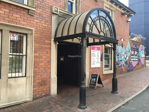 The entrance to The Harley - head upstairs for the Moon Unit's Tea Emporium. at Moon Unit's Tea Emporium in Sheffield