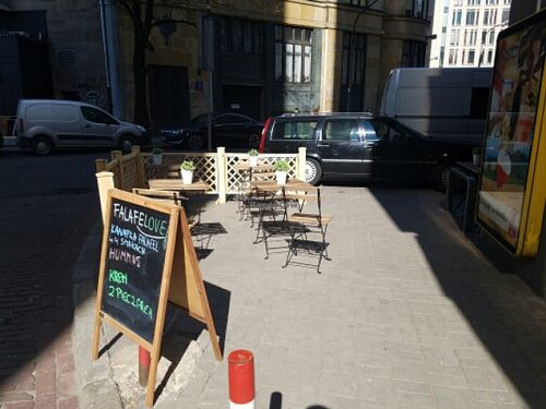 outside eating area at Falafelove - Srodmiescie in Warsaw