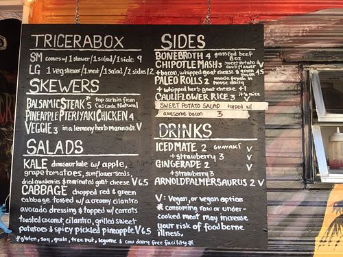 menu at Jurassic Cart in Portland