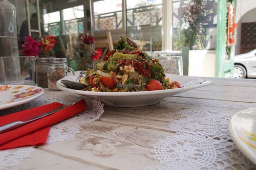 Specially made salad with organically grown season vegetables at Yard of Taste in Zakynthos