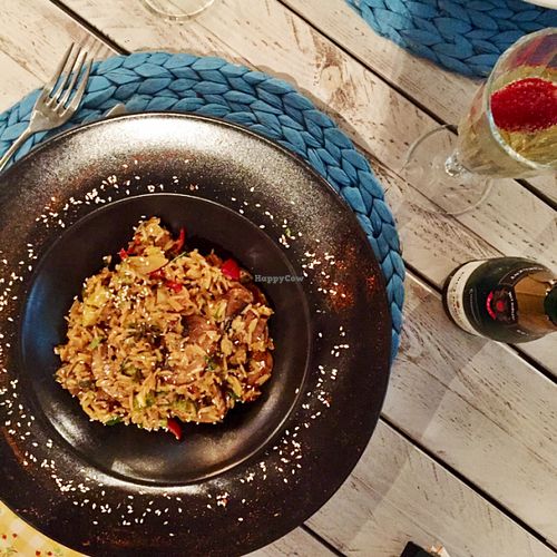 vegan mushroom risotto  at Yard of Taste in Zakynthos