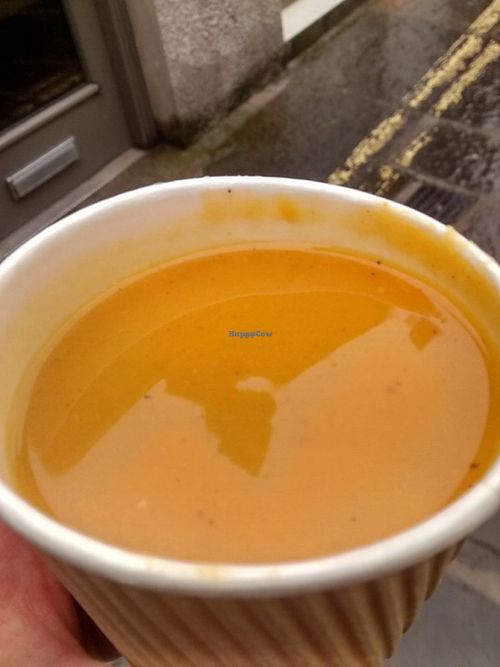 Sweet potato soup - take away at Jenny's in Orkney Islands