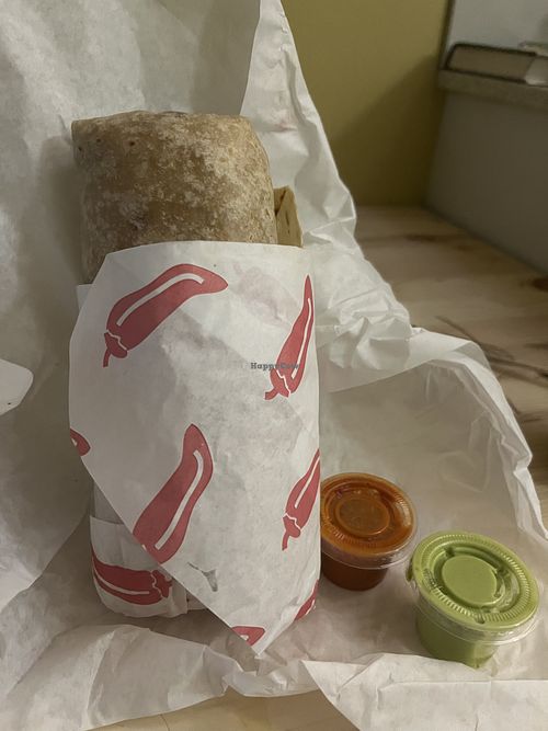 Soy (?) chorizo burrito  at El Brasero Mexican - Food Truck in Portland