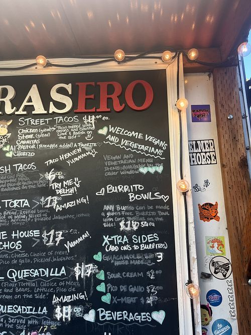 No labeled vegan options. Just this note    at El Brasero Mexican - Food Truck in Portland