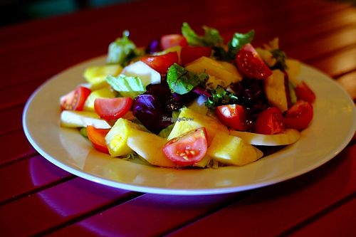Vegan fruit salad at Green Iguana Bar in Malaga