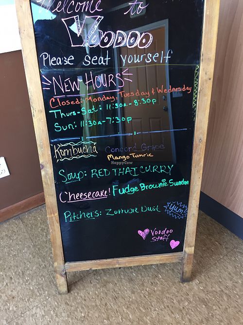 Shows new hours,  taken on Aug 3, 2019 at Voodoo Public House in Peru