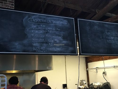 menu board at Taqueria La Venganza in Oakland
