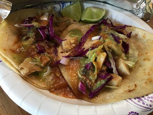 vegan fish tacos at Taqueria La Venganza in Oakland