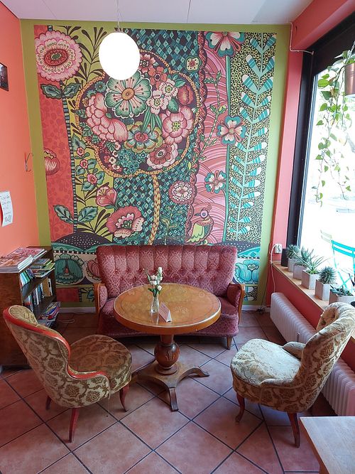 Cosy, bohemian interior at Ma Baker in Karrtorp