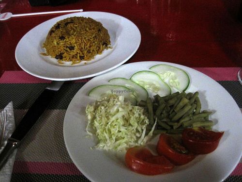 Rice and beans and a salad. The rice and beans were really good. at Al's in Baracoa