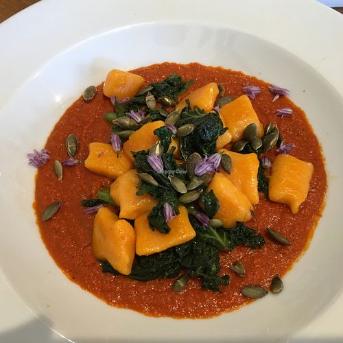 sweet potato gnocchi :) at Amala Conscious Food in Bournemouth