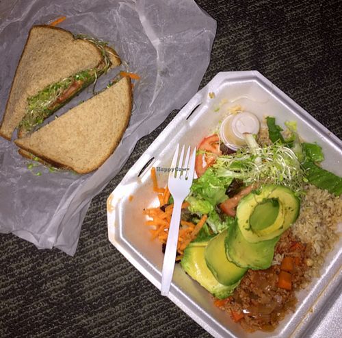totally vegan special and taro burger avocado at Ruffage Natural Foods in Honolulu