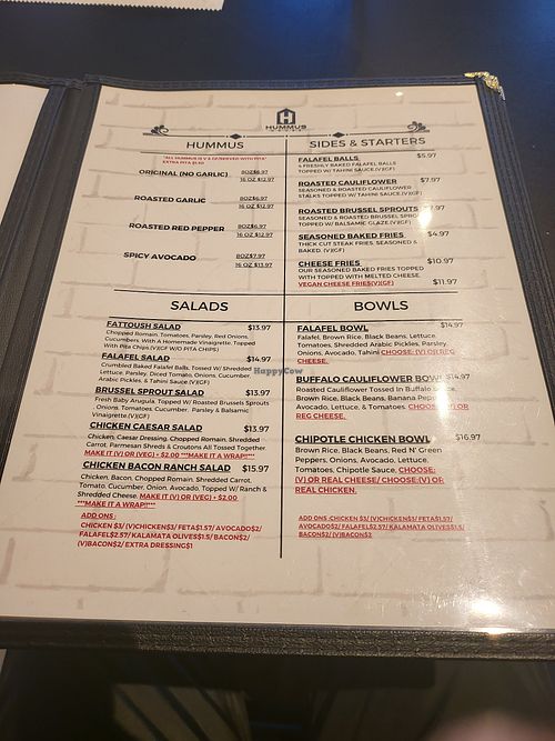 Menu at HANDHELDZ in Bethlehem