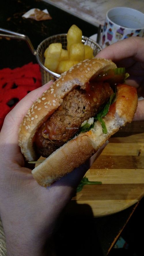 Thai burger at Aingels Cafe Bistro in Basingstoke