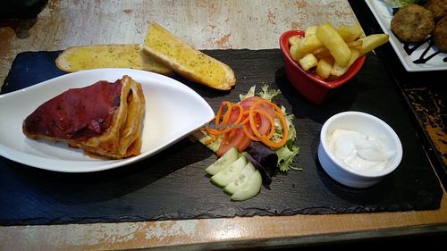 Fajita tortia lasagna at Aingels Cafe Bistro in Basingstoke