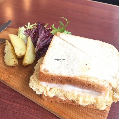 Vegan cheese bean curd sandwiches  at LN Fortunate Coffee 幸福咖啡 - Kwai Hing in New Territories