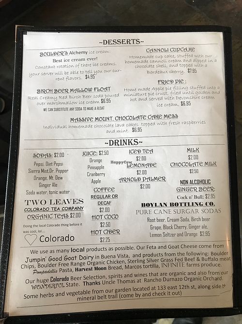 menu8 at Tennessee Pass Cafe in Leadville