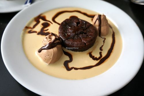 Chocolate Cake with Crème anglaise at Janine Loves Sunday in Paris