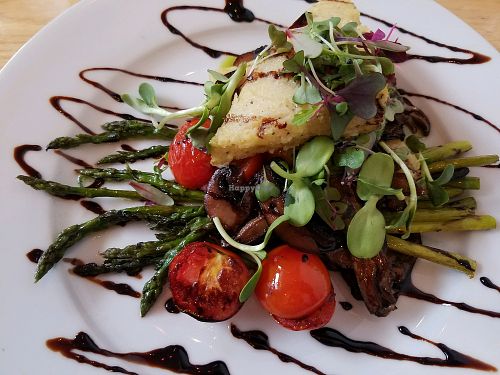 The Roasted Mushrooms, Asparagus and Cherry Tomato Napoleans at Fog Bar & Cafe in Rockland