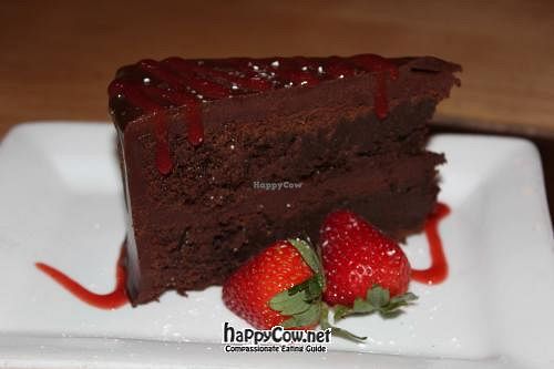 Flourless chocolate cake at Leaf Vegetarian Restaurant in Boulder