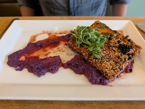 Sesame Tofu and Ube at Leaf Vegetarian Restaurant in Boulder