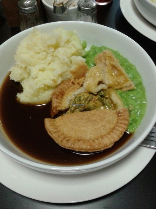 Rendang pie, mash, gravy and peas at The Green Room in Middlesbrough