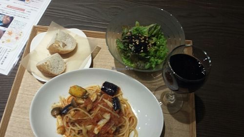 pasta set plus wine order extra charge at Evah Dining Macrobiotic - Hakata Riverain Mall in Fukuoka