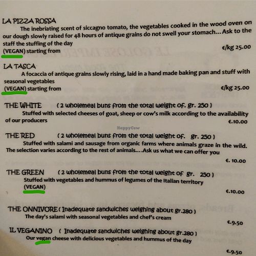 several items on the menu are suitable for vegans at Le Golose Imperfezioni in Como
