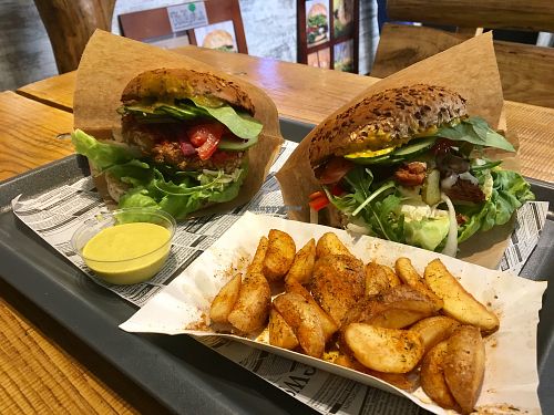 Gyro &a cheese burgers  at Farma Burgerownia Roslinna in Krakow