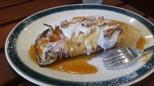 Vegan banana walnut pancakes with coconut cream! at CassellBella's Bakery Cafe in Northcote