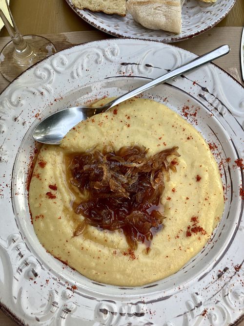 Fava bean with caramalised onion at ONO in Rhodes