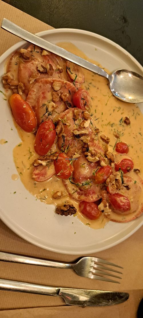 Beetroot ravioli at ONO in Rhodes