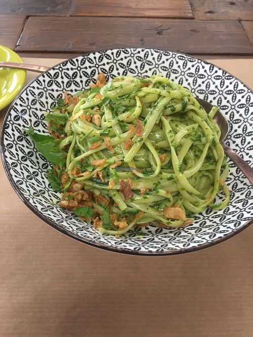 Basil and walnut pesto pasta  at ONO in Rhodes