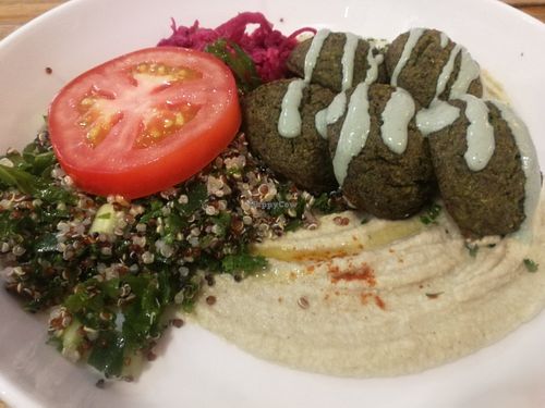 falafel with hummus and quinoa salad at Plants in Taipei