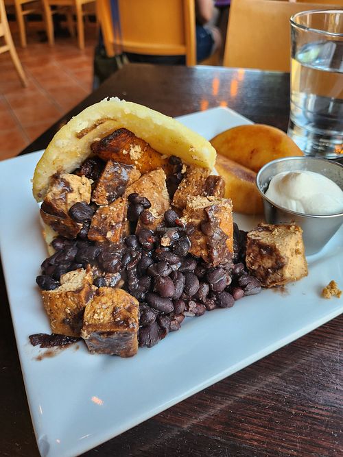 Tropical Vegan Arepa at BienMeSabe Venezuelan Cafe in Chicago