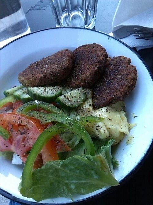 baked lentil burgers  at Veganaki in Athens