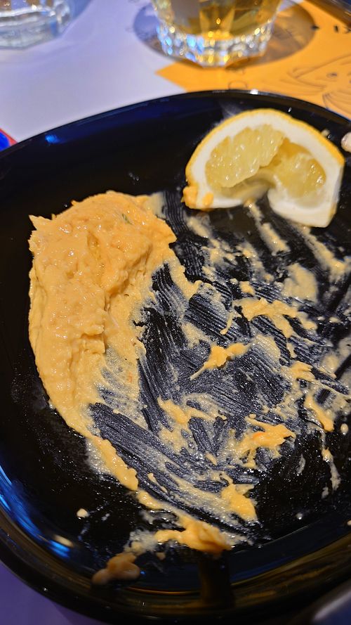 The bean fava - it's a spread not the whole bean as we thought... We had to order bread again cuz doesn't come with bread, and it is really expensive 3,50€ for a small portion... at Veganaki in Athens