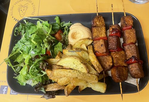 Tempeh souvlaki (soy is better)   at Veganaki in Athens