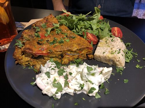 Vegan omelette at Veganaki in Athens