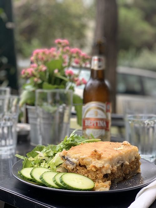 Vegan moussaka at Veganaki in Athens
