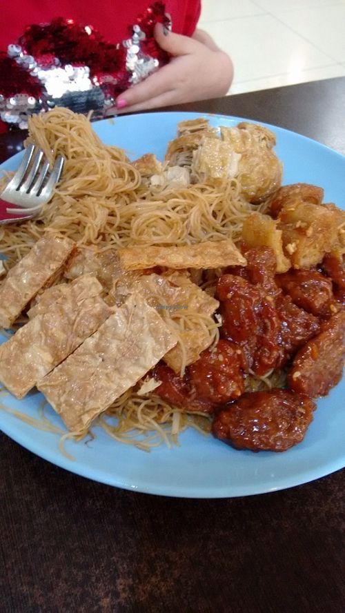 Mixed plate at Eight Immortals Vegetarian - Far East Plaza in Central Singapore