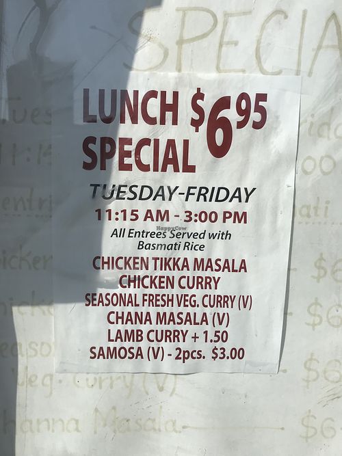 Vegan options during the $7 lunch special  at Khyber Pass in Chicago