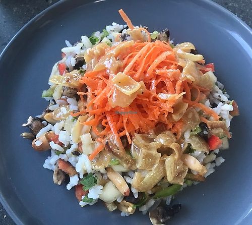 Rice salad with shredded carrot at Joe's Place in Pico
